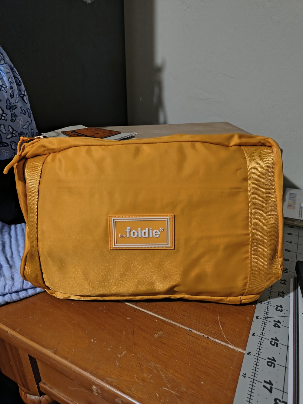 The Foldie Packable Travel Pouch - Bright Yellow Or Gold. New, Never Used.